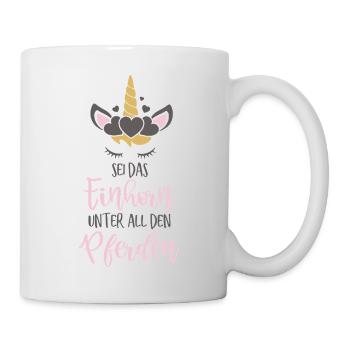 Einhorn unter allen Pferden Geschenk Idee - Tasse - Weiß - Rechts