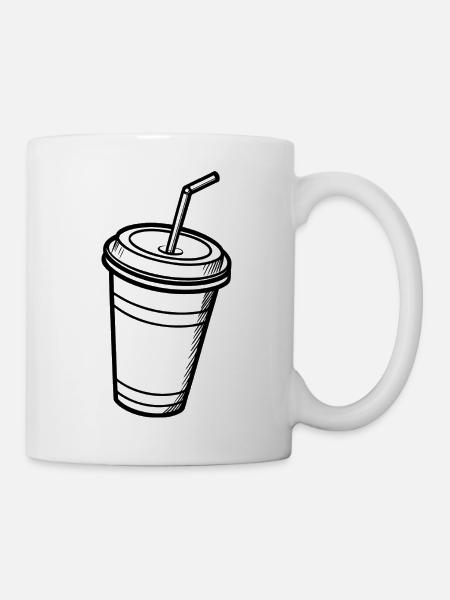 Tasse mit Stroh - Tasse - Weiß