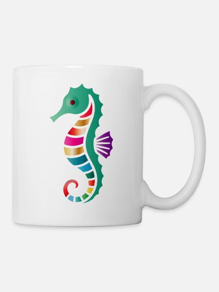 Hippocampe coloré | Motif de l’art maritime - Mug blanc - blanc