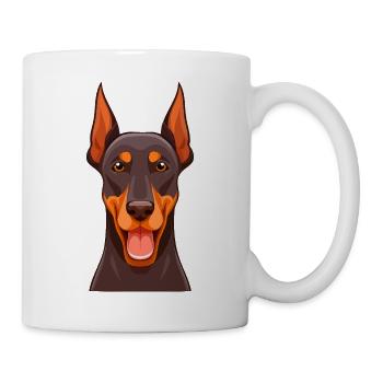 Doberman (portrait comique) - Mug blanc - blanc - Droite