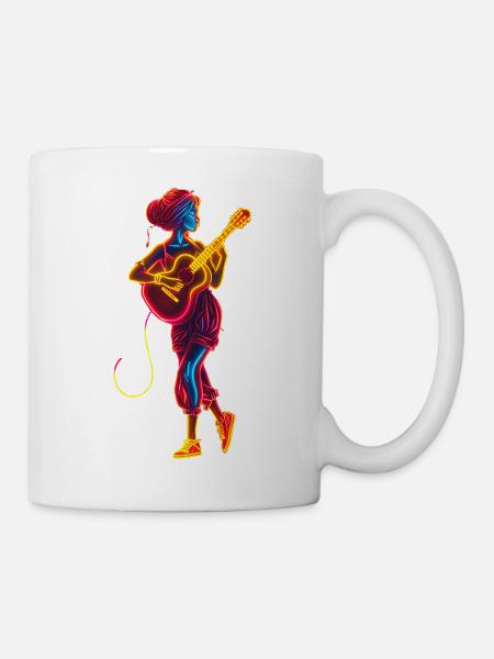 Gitarristin Retrowave - Tasse - Weiß
