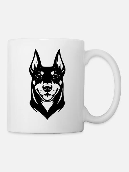 Dobermann Kopf Schwarz - Tasse - Weiß