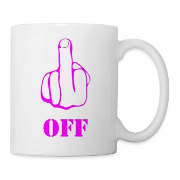 Pink Middlefinger Off. Fuck Off - Tasse - Weiß - Rechts