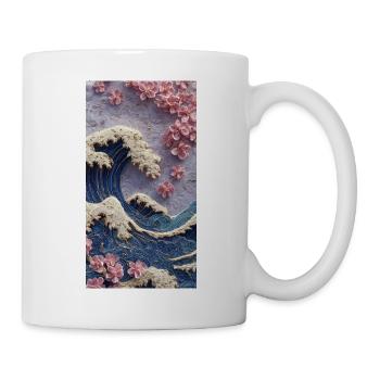 Relief de la fleur de cerisier des vagues - Mug blanc - blanc - Droite