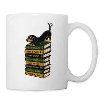 Cadeau de lecture de teckel pour lecteurs de livres pour chiens - Mug blanc - blanc - Droite