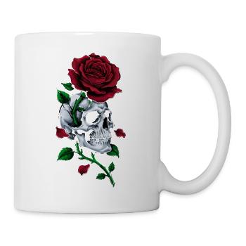 Schädel, Schädel, Rose, rot gotisch, - Tasse - Weiß - Rechts