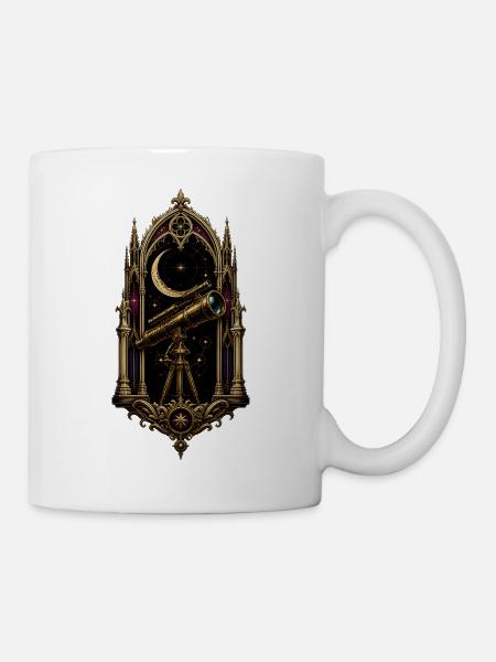 Gotisches Teleskop Kathedrale Astronomie Kunst - Tasse - Weiß