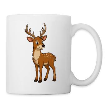 Cute Deer with Antlers Cartoon - Mug - white - Right