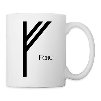 Fehu Rune with Name Black – Viking Futhark - Mug - white - Right