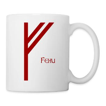 Fehu rune named Red – Viking Futhark Norse - Mug - white - Right