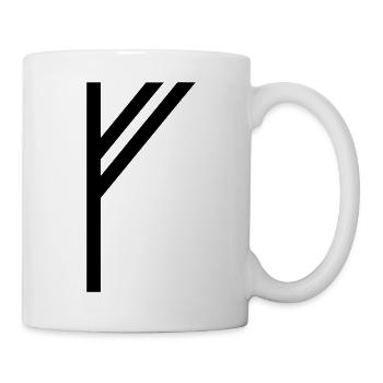 Fehu Rune Black – Viking Futhark Norse - Mug blanc - blanc - Droite