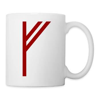 Fehu Rune Red – Viking Futhark Norse - Mug blanc - blanc - Droite