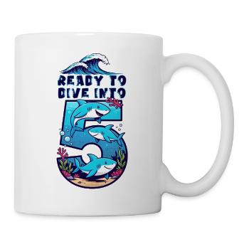 Ready to Dive Into Shark Design, Cute Ocean Marine - Mug - white - Right
