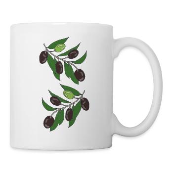 Olive Branches Illustration Botanical Print - Mug - white - Right