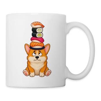 Corgi Balancing Sushi Stack Lustiges Design - Tasse - Weiß - Rechts
