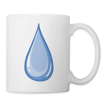 Blauer glänzender Wassertropfen - Tasse - Weiß - Rechts