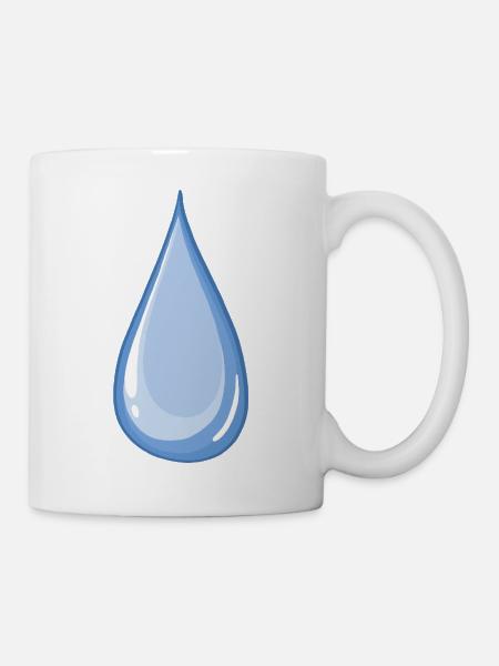 Blauer glänzender Wassertropfen - Tasse - Weiß