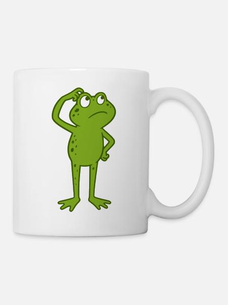 Frosch grübelt lustig - Tasse - Weiß