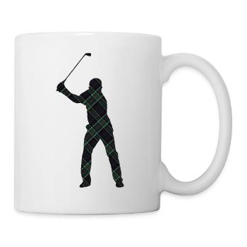 Tartan-Golfer-Schwung-Silhouette - Tasse - Weiß - Rechts
