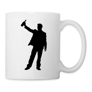 Mann beim Anstoßen Silhouette - Tasse - Weiß - Rechts