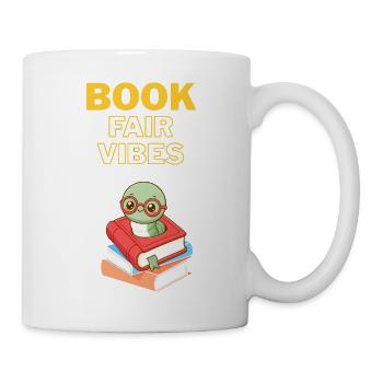 Buchmesse-Vibes Bücherwurm - Tasse - Weiß - Rechts