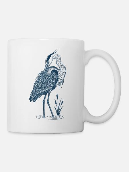 Blaureiher Vogel - Tasse - Weiß