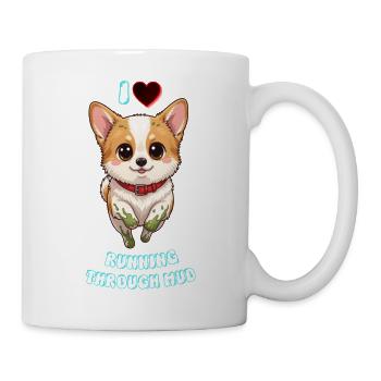 Mud Splash Corgi Joy Süßes Hundedesign - Tasse - Weiß - Rechts