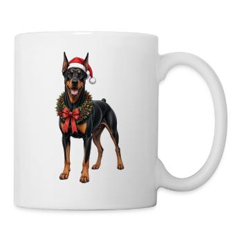 Dobermann Hund an Weihnachten  - Tasse - Weiß - Rechts