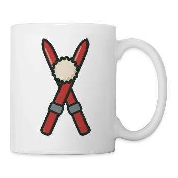 Gekreuzte Skier & Pompom – Emblem der winzigen Brust - Tasse - Weiß - Rechts