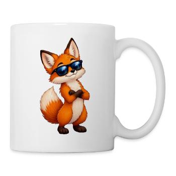 Fuchs mit Sonnenbrille Charme - Tasse - Weiß - Rechts