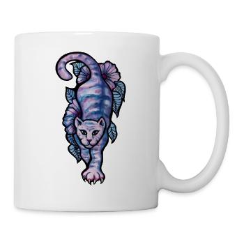 Lavendelfarbene blühende Katze in Blüte - Tasse - Weiß - Rechts