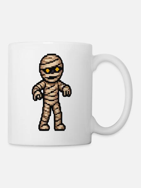 Pixelmummy mit goldenen Augen - Tasse - Weiß