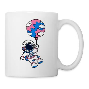 Astronaut Planet Luftballon Weltraum Vektor Shirt - Tasse - Weiß - Rechts