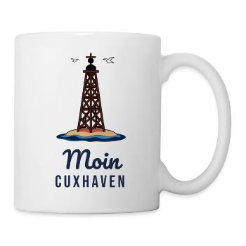 Moin Cuxhaven – Kugelbake Nordsee Motiv - Tasse - Weiß - Rechts