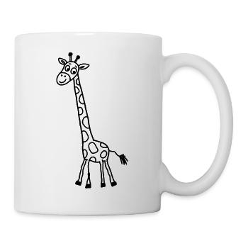 Handgezeichnete Giraffe mit extra langem Hals - Tasse - Weiß - Rechts