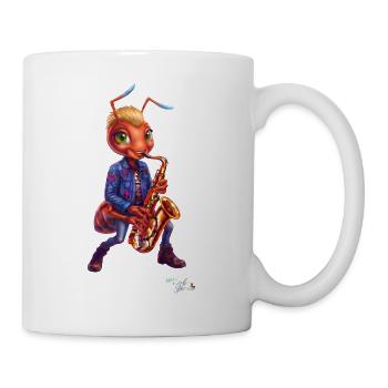 Jazz Ameise MALÚ | Niedliches Saxophon Geschenk - Tasse - Weiß - Rechts