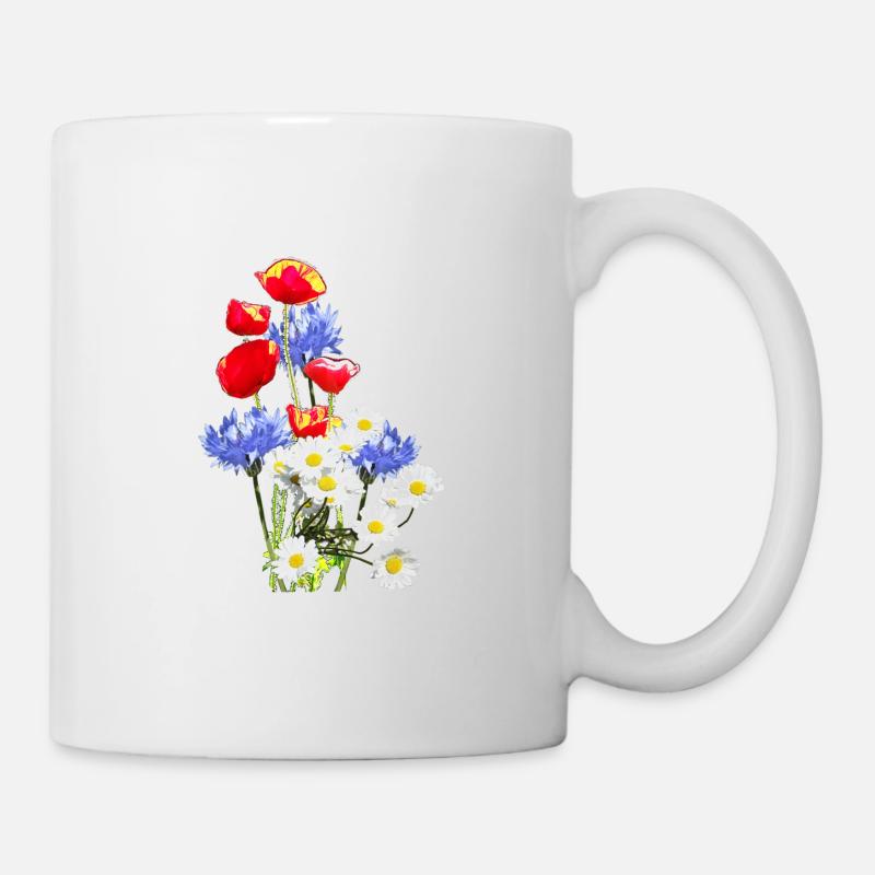 Mohn-Kornblumen-Margerite - Tasse - Weiß