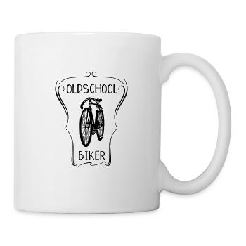 oldschool biker Fahrrad alt Drahtesel Geschenk - Tasse - Weiß - Rechts