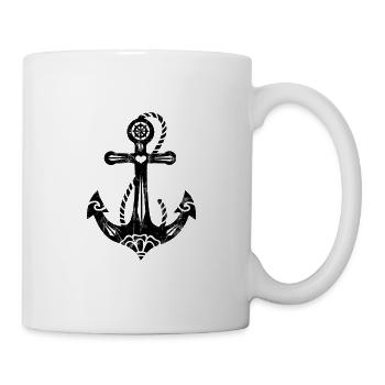 Ancre vintage symbole espoir, amour, liberté - Mug blanc - blanc - Droite