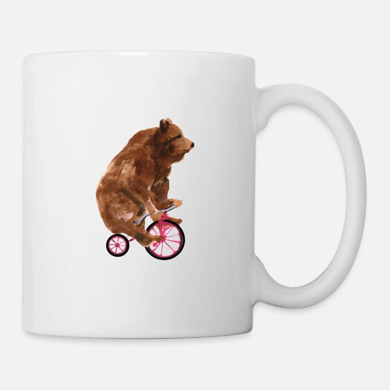 Ours brun de cirque sur un petit vélo - Mug blanc - blanc