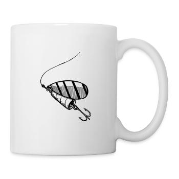 LetzterWurf Spinner Angeln - Anglershirt - Tasse - Weiß - Rechts