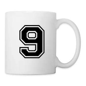 9 Nummer Neun Ziffer Zahl Rückennummer Geschenk - Tasse - Weiß - Rechts