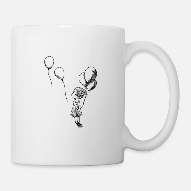 Mädchen mit Luftballons schwarz - Tasse - Weiß