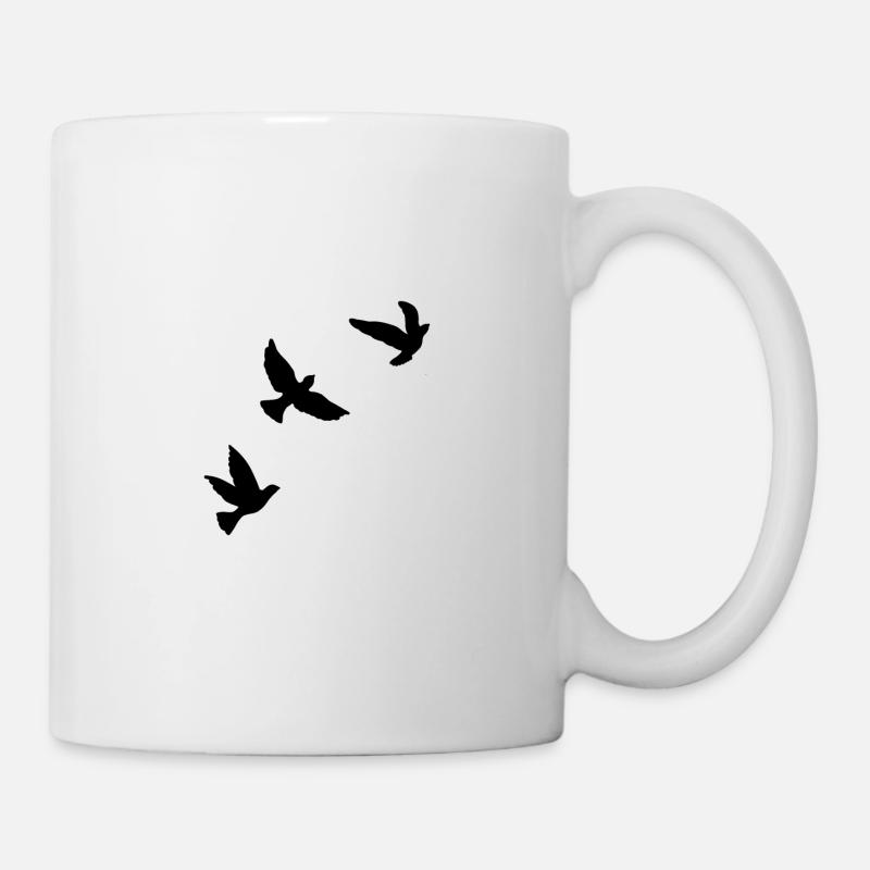 3 fliegende Vögel schwarz - Tasse - Weiß