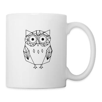 Linie gezeichnete schwarz-weiße Eule - Tasse - Weiß - Rechts