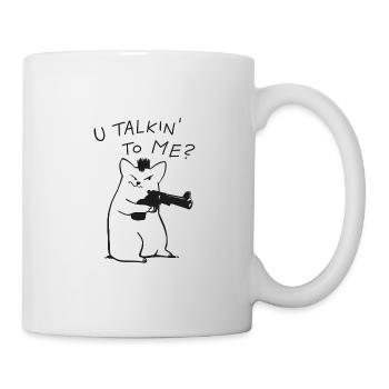 U talkin to me cat funny cat shirt - Mug - white - Right