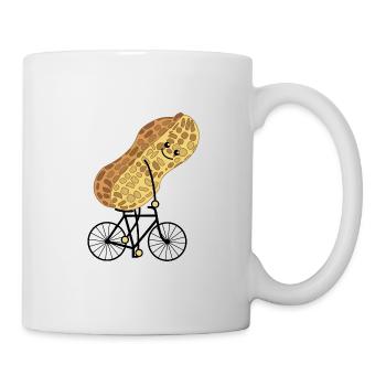 Funny peanut rides bike - Mug - white - Right