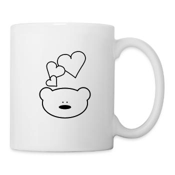 Lustiger Teddybär mit Herzen - Tasse - Weiß - Rechts
