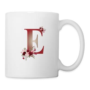Lettre E avec des fleurs - Mug blanc - blanc - Droite
