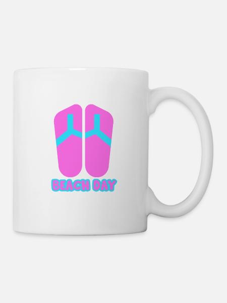 Beach Day Flip Flop in rosa/blau - Tasse - Weiß